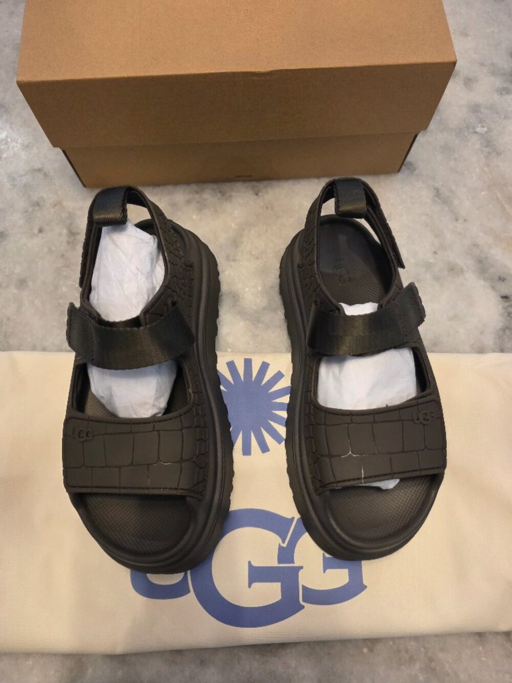New UGG GoldenGlow Embossed Sandals - Picture 5 of 8